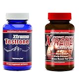 Xtreme Testrone Male Enhancement Testosterone Booster & Xtreme 2000 Nitric Oxide Booster L Arginine Improve Strength Recovery Muscle Growth