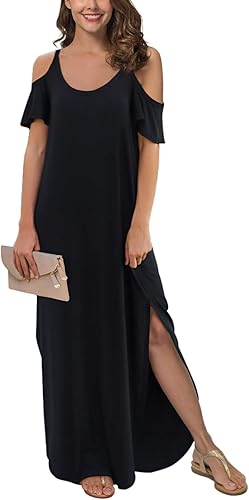 cold shoulder split maxi dress