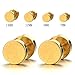 2pcs 7mm Gold Screw Stud Earrings Men, Stainless Steel Cheater Fake Ear Plugs Gauges Illusion Tunnel