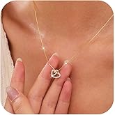 Heart Necklace for Women，925 Sterling Silver Cute Dainty Eternal Love Charm Necklace to Daughter Mother 14k Gold Plated CZ Infinite Love Choker Pendant Necklace Birthday Wedding Jewelry Gifts