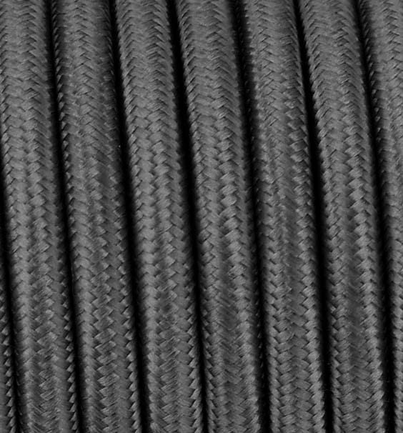 33FT 10 Metres 3 Core Braided Textile Vintage Fabric Pendulum Lamp Cable - Anthracite Grey Round, 2x1.5mm²