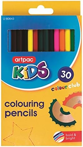 30 COLOURING COLOUR PENCILS PACK CHILDREN KIDS SCHOOL COLOURED ART CRAFT FUN