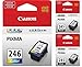 Canon Genuine PG-245 Black Ink Cartridge - 2 Pieces (8279B001) CL-246 Color Ink Cartridge (8281B001)