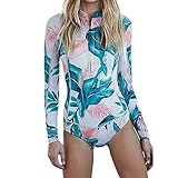 ZAY Women's Printed Long Sleeve UV Protection Rash Guard Swimsuit Beachwear