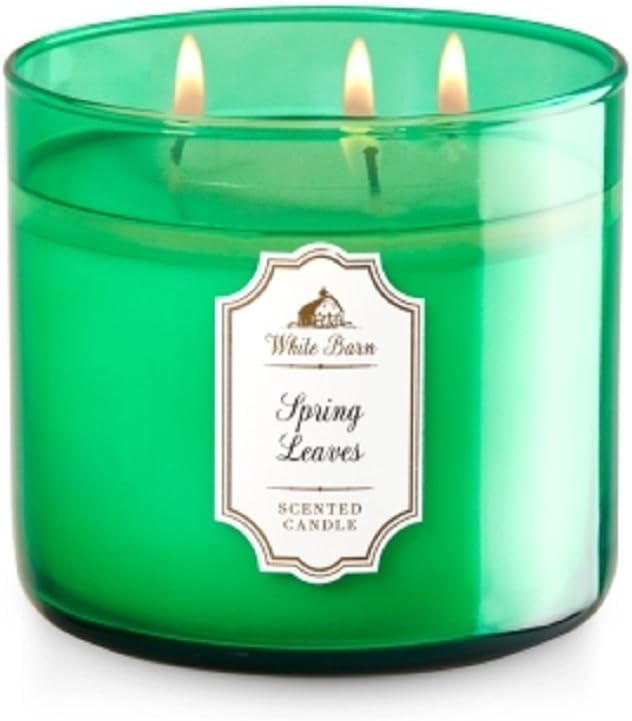 Amazon Com White Barn 3 Wick Candle Spring Leaves Home Kitchen