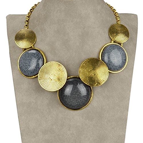 Vtg 18kgp gold plated round choker big drop acrylic cha…