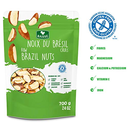 Basse Raw Brazil Nuts, Shelled, Whole, Unsalted, Resealable Bag, Gluten Free, Kosher Certified (24 Ounces)