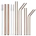 JOYECO 10 Pcs Metal Reusable Straws Stainless Steel Drinking Sucker Full Variety, Multi Size with Carry Bag Brushes for 20 30oz Tumblers, Boba, Smoothies, Rose Copper