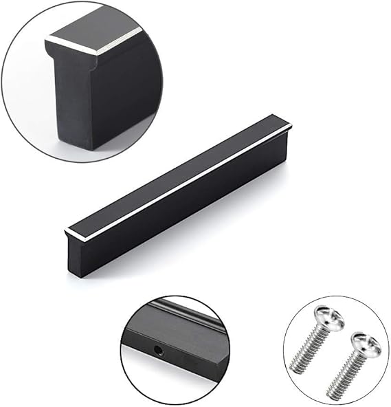 Matte Black Silver Edge Pull Griffe, Drawer Pulls, Modern