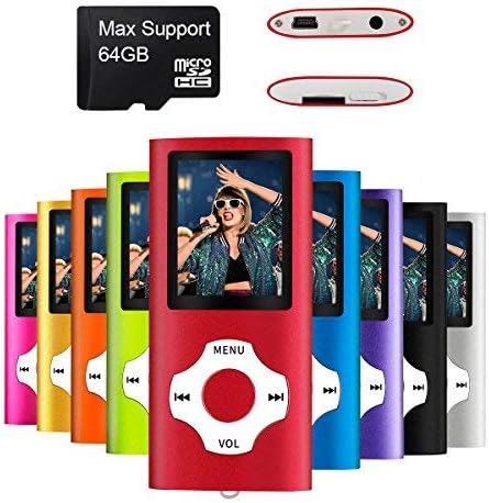 Mymahdi MP3/MP4 Portable Player,Red With 1.8 Inch LCD Screen and memory Card Slot,Max Support 128GB memory Card Card