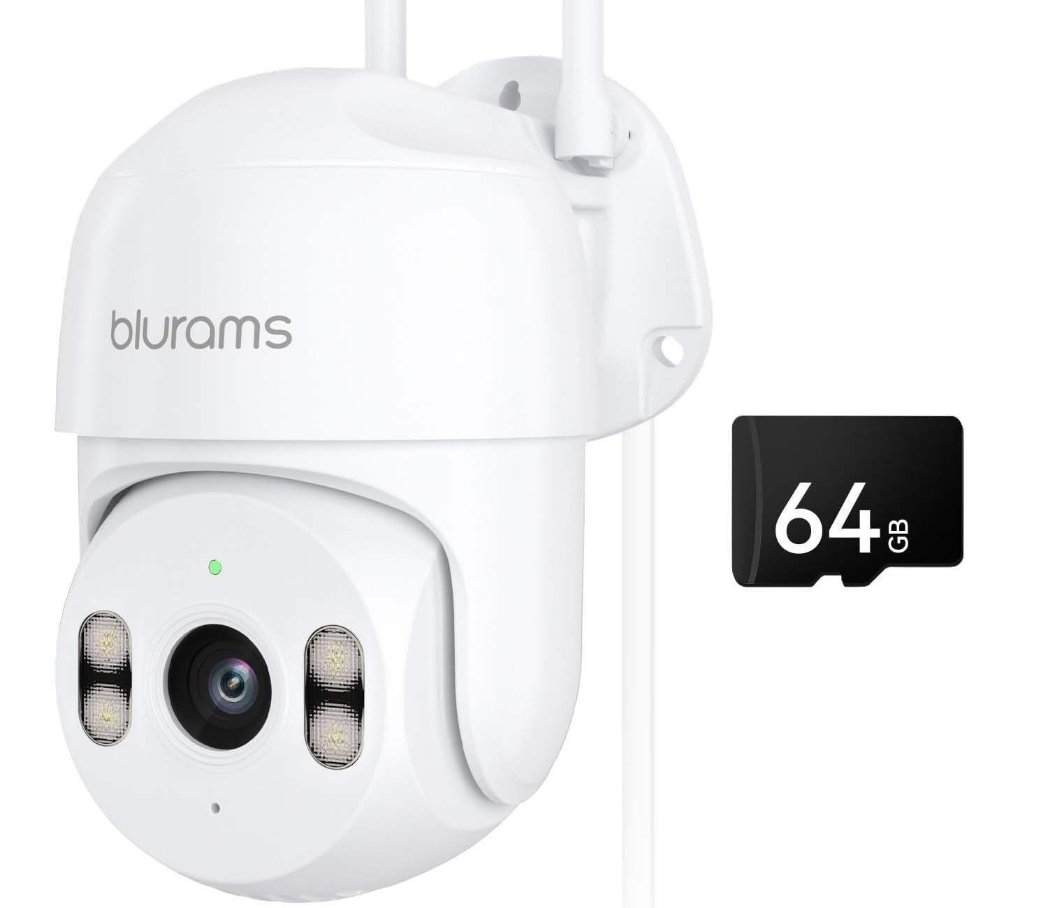 Photo 1 of blurams 2K Security Camera Outdoor, 360° PTZ Outside Cameras for Home Security, Color Night Vision, Motion Tracking, Two-Way Audio, IP66, 2.4GHz Camera with 64GB SD Card, Compatible with Alexa