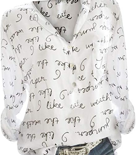 Women Blouses Office Wear,Ladies Long Sleeve V Neck Button Down Shirt Tunic Shirt Casual Loose Pullover Top Fashion T-Shirt Sport Sweatshirt (Chiffon) S-5XL