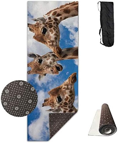 FGRYGF Workout Mat for Yoga, Non-slip Fashion-forward Giraffe Small Talk Printed Yoga Mat Aerobic Exercise Mat Pilates Mat Baby Crawling Mat With Carrying Bag Great For Man/Women/Baby