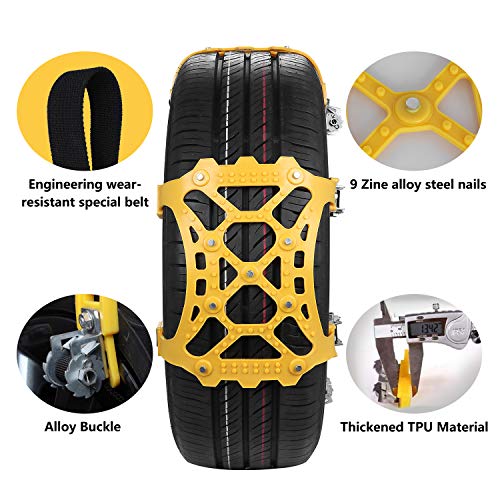 SUPTEMPO Snow Chains, 6 Set Emergency Anti Slip Tire Chains with Upgrade TPU Car Snow Chain for Trucks Minivan Pickup SUV/ATV/UTV Winter Universal Tires 6.5"-10.8"(165mm-285mm) - Thumbnail 2