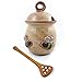 Modern Artisans Bee 20-ounce Stoneware Honey Pot Pottery Jar with Cherry Wood Honey Stick, American Made