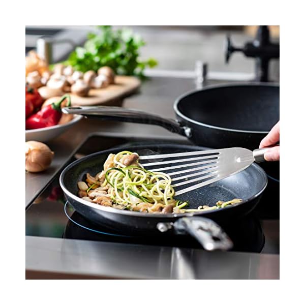 GreenChef-Milk-Pan-with-2-Spouts-Non-Stick-Aluminium-Cookware-Induction-Oven-Safe-Pot-16-cm16-Litre GreenChef Berlin Rocks Non-Stick 16 cm/1.6 Litre Milk Pan, PFAS Free, Black