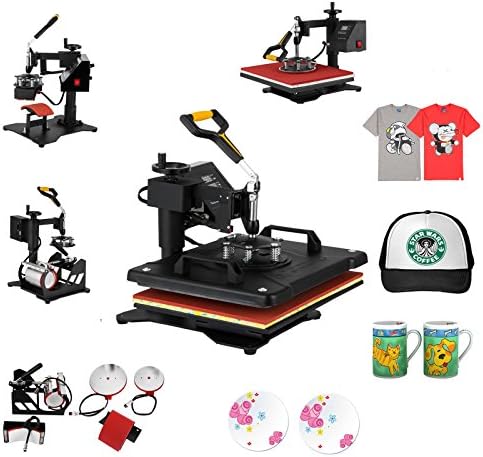 Utraselect Heat Press 30 X 38cm 5 in 1 Desktop Iron Baseball Hat Press Dual Digital Transfer Sublimation Multifunction Heat Press Machine Swing Away Design (30 X 38cm 5 in 1)