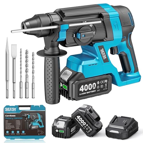 Seesii 1-Inch Cordless SDS-Plus Rotary Hammer Drill, 2.8J, Brushless Motor | 4-Mode