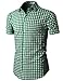 H2H Mens Casual Slim Fit Check patterned Short Sleeve Basic Shirts