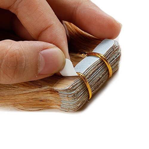 Tape in Hair Extensions Human Hair 20 inch 50g/pack 20pcs Seamless Skin Weft Remy Straight Hair P27/613# Strawberry Blonde - Thumbnail 5