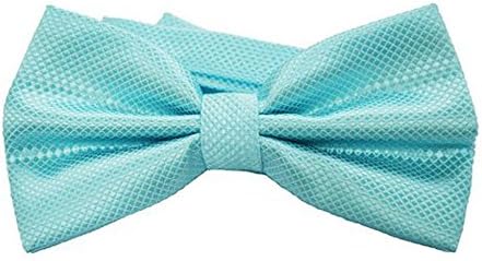 PurFits Mens Bow Ties Mixed Solid Assorted Colors Lattice Pattern Pre-Tied Adjustable Neck Tie Bowties (Turquoise)