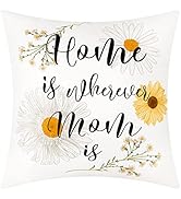 VERTKREA Mother’s Day Pillow Covers，Mom Pillowcase with Saying Words, Daisy Flower Decorative Thr...