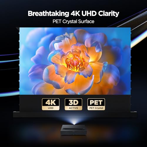 NothingProjector Motorized ALR Screen for Ultra Short Throw Projector, 95% Ambient Light Rejecting, 100 inch, Floor Rising, 4K/8K UHD, Active 3D, Anti Daylight, Electric Retractable Automatic NothPJ
