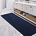 Lifewit Bath Runner Rug Chenille Area Mat Rugs for Bathroom Kitchen Entryway Bedroom Machine Washable Water Absorbent with Non-Slip Rubber Collection Shag Rug, 2'2 x 5'11, Navy Blue