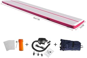 EZ GLAM 10ft/13ft/16ft/20ft Air Mat Tumble Track Inflatable Gymnastics Tumbling Track Mat with Electric Air Pump for Cheerleading/Practice/Beach/Park/Home use