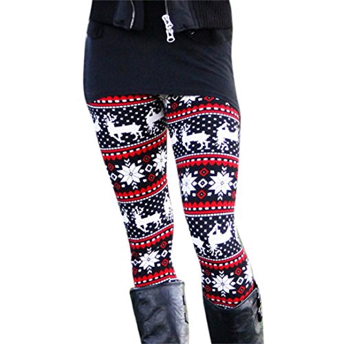 Oksale Women Christmas Elk Casual Fitness Skinny Stretchy Yoga Pants Leggings (M, 1)