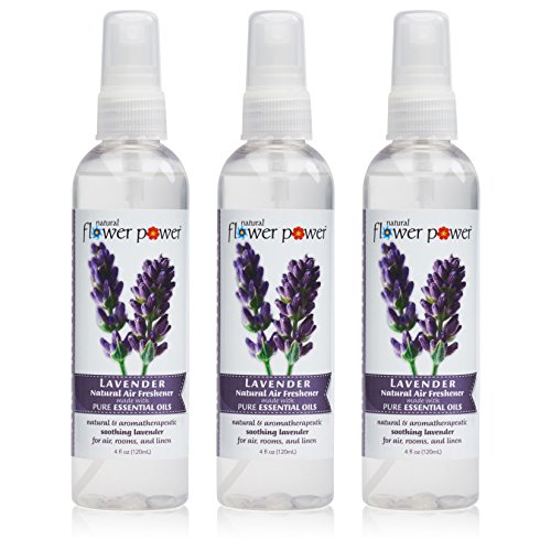 Natural Flower Power Natural Air Freshener, Room Freshener, Linen Spray, Scented with Pure Essential Oils, No Harsh Chemicals/Non-Toxic, Lavender, 4 oz., 3 Piece