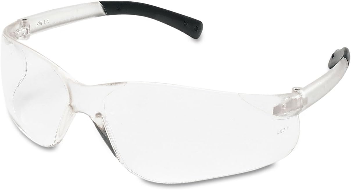 CrewsBearKat Safety Glasses, Wraparound, Black Frame/Clear Lens