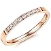 Fashion Month Women 2mm Luxury Titanium Stainless Steel Cubic Zirconia CZ Inlay Rose Gold Ring Wedding Engagement Band
