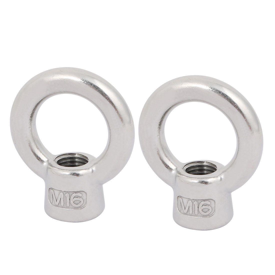 sourcingmap Lifting Eye Nut M16 Female Thread 304 Stainless Steel Round Shape for Rope Fitting Pack of 2