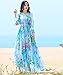 MedeShe Women's Chiffon Floral Holiday Beach Bridesmaid Maxi Dress Sundress (XX-Large Tall, Blue Colourful)