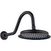 Drettyer Rain Shower Head,9" Vintage Shower Heads with Extension Curved Shower Arm, Traditional Round Rainfall Showerhead Rep