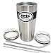 EPIC Stainless Steel Travel Tumbler Cup - Double Wall Vacuum Insulated Thermal Mug with 2 Lids and 2 Stainless Steel Straws with Brush, 20 oz - Silver