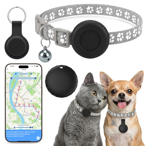 GPS for Dogs, Cat GPS Collar, GPS Trackers for Dogs and Cats, No Subscription, Global Real Time Positioning, Compatible with iOS and Android, Tracking History (7 Days)