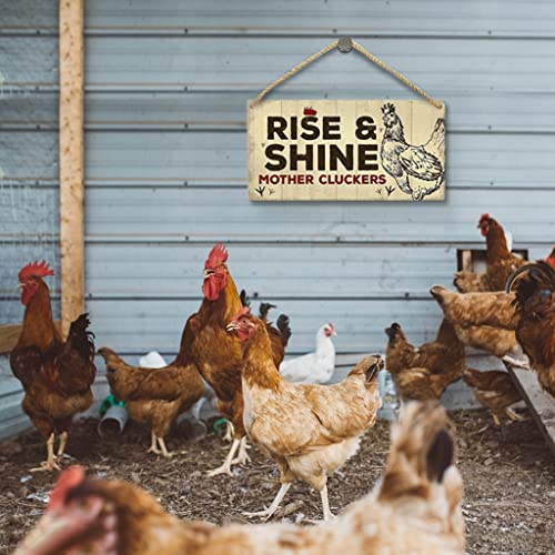 MAIYUAN Rise and Shine Mother Cluckers Sign Home Decor Chicken Coop Wood Sign Plaque 12\