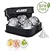 Flamen Easy-Release Flexible Ice Ball Maker Cube Maker Tray Molds with Funnel - Black Silicone Round Ice Ball Tray Spheres