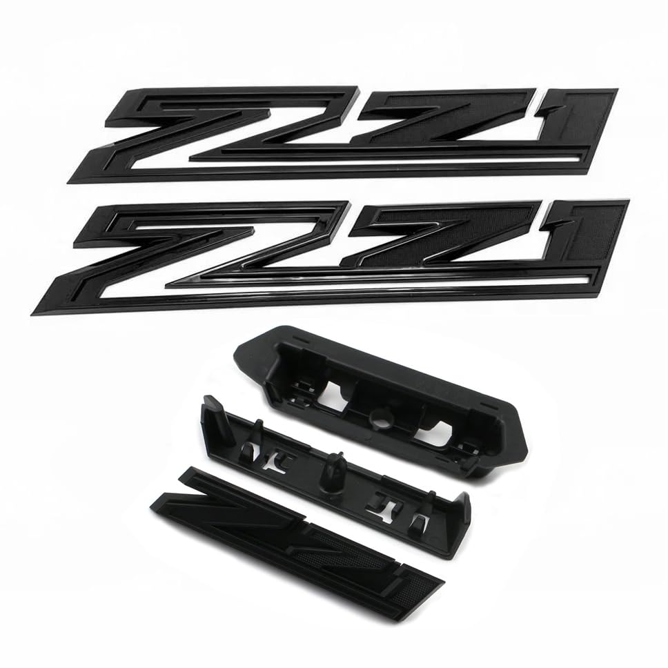 Photo 1 of (Set of 3) 2019-2026 OEM 2pack Side Decals Emblems + Grille Z71 Badges Compatible with Silverado Genuine Parts 84632695 84384428 (All Black)