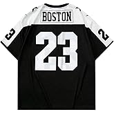 VIPWOLF Men's Number Graphic Short Sleeve Jersey Shirts Oversized Y2K Star V Neck Colorblock Tee Shirt Top