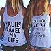 Women Tank Tops, kaifongfu Letter Print Sleeveless Tank Crop Tops Vest (S, White)