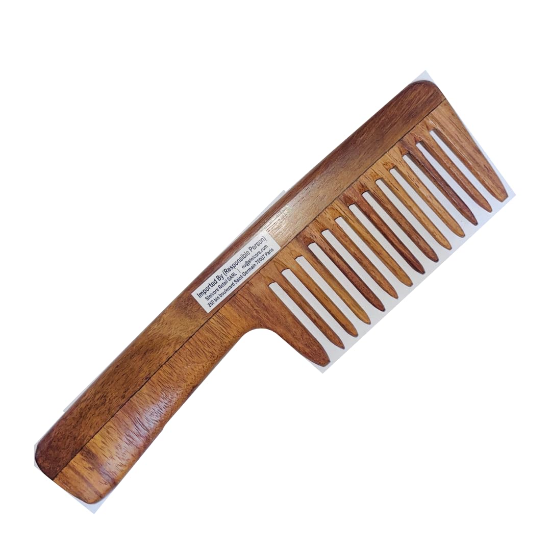 SVATV HANDCRAFTED ROSEWOOD COMB FOR DETANGLING HAIR FOR THICK, CURLY AND WAVY HAIR, NON-STATIC AND ECO-FRIENDLY WITH WIDE TOOTH FOR GROOMING HAIR COMB - (S-81A)