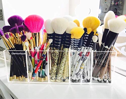 Acrylic makeup organizer 5 slot organizer for brushes, lipsticks, lip glosses, liners, or even pencils - Thumbnail 2