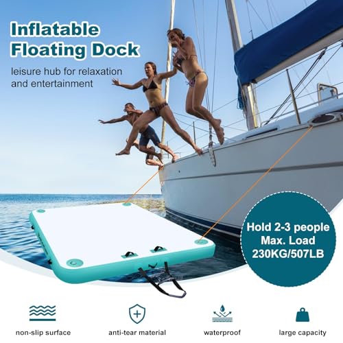 Bsteciar Floating Inflatable Platform, Swimming Pool Buoy for 3-5 People, Inflatable Pool Mattress Floating Island Dock for Lake, Sea, Pool and Ocean