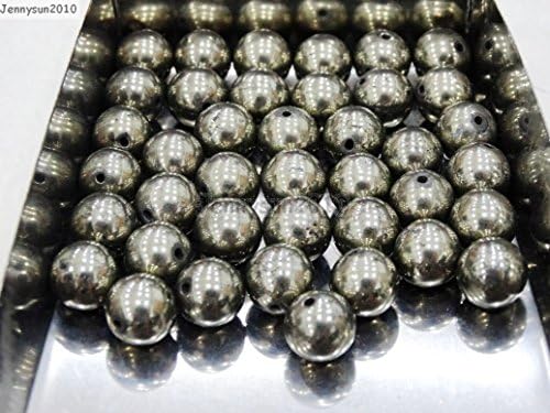 Generic Natural Gemstone Round Spacer Loose Beads (10mm 10pcs, Pyrite)