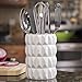 Beautiful Hand Crafted Ceramic Utensil Holder - Gorgeous Glossy White - Utensil Crock - Kitchen Caddy Organizer - Kitchen Tool Holder - Designer Crock For Spoons & Spatulas - 7 x 5 inch