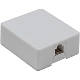 Phone Surface Mount Jack, White, RJ11 / RJ12, Single Port Telephone Jack, Data/Voice, 6P6C (6 Pin 6 Conductor), CableWholesale
