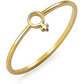 JESMING Minimalist Gender Symbol Ring Hollow Out Stainless Steel Jewelry Delicate Everyday Statement Accessories Gold, Silver Size 7-11 Rings for Women (Gold, 11)